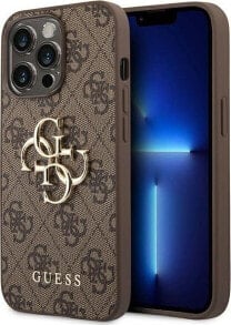 Guess Guess 4G Big Metal Logo - Etui iPhone 14 Pro (brązowy)