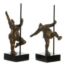Decorative Figure DKD Home Decor 20 x 10 x 31 cm Golden Aluminium Mango wood Ballet Dancer Modern