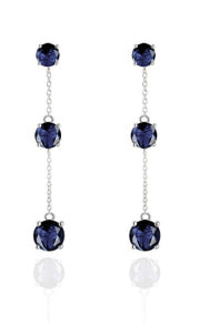 Ювелирные серьги Elegant silver earrings with sapphires SAFAGUP2718
