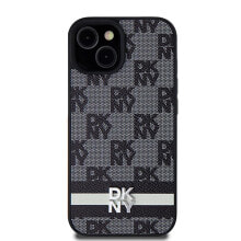 DKNY Dkhcp15Mpcptssk iPhone 15 Plus14 Plus 6.7 Leather Checke Mono Pattern&Printed Stripes phone case