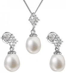 Наборы женских ювелирных украшений Luxurious silver service with natural pearls Pavon 29018.1