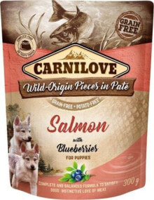 Купить влажные корма для собак CARNILOVE: Carnilove Brit Carnilove Salmon Blueberries Łosoś Jagody Bezzbożowa dla Szczeniąt 300 g