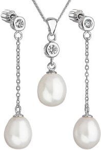 Женские комплекты бижутерии silver pearl with zircons Pavon 29005.1 AAA white