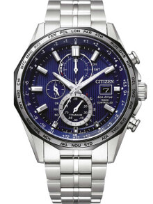Мужские наручные часы с браслетом Мужские наручные часы с серебряным браслетом Citizen AT8218-81L Eco-Drive radio-controlled chrono 44mm 10ATM