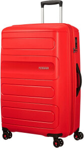 Мужской чемодан пластиковый черный American Tourister Hand Luggage, Sunset RED, 55 cm