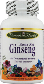 Женьшень paradise Herbs Panax Red Ginseng Корейский красный женьшень 60 растительных капсул