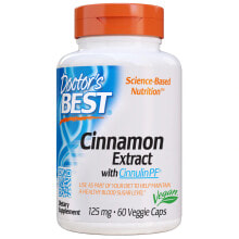 Витамины и БАДы при сахарном диабете Doctor's Best Cinnamon Extract Cinnulin PF Экстракт корицы 125 мг 60 веганских капсул