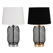 Desk lamp DKD Home Decor Silver Black Golden Metal White 220 V 50 W 28 x 28 x 47 cm (2 Units)