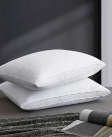 UNIKOME 2 Pack 100% Cotton Medium Soft Down and Feather Gusseted Bed Pillow Set, Standard