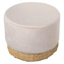 Pouffe Alexandra House Living White Velvet Wood 35 x 27 x 35 cm