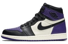 Jordan Air Jordan 1 Retro High Court Purple 高帮 复古篮球鞋 男款 黑紫脚趾 / Кроссовки Nike Air Jordan 1 Retro High Court Purple серые (Фиолетовый, Черный)
