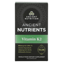 Витамин К dr. Axe / Ancient Nutrition, Ancient Nutrients, Vitamin K2, 60 Capsules