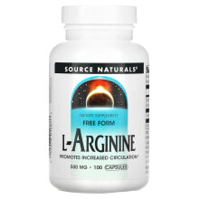 Аминокислоты Source Naturals, L-Arginine, Free Form, 500 mg, 100 Capsules