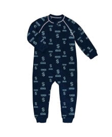 Outerstuff toddler Boys and Girls Navy Seattle Kraken Team Print Raglan Full-Zip Jumper Pajamas