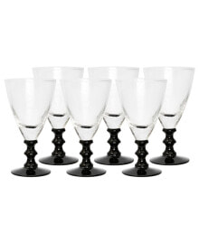 Classic Touch black Stemmed Wine Glasses, Set of 6