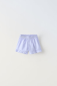 Poplin bermuda shorts with ruffles