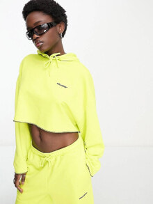 Худи cOLLUSION branded cropped hoodie in lime