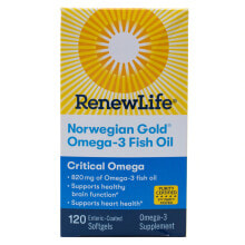 Рыбий жир и Омега 3, 6, 9 renew Life Norwegian Gold Omega-3 Fish Oil Омега-3 из рыбьего жира 120 гелевых капсул