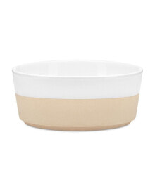 Textured Dipper Ceramic Dog Bowl - White - Small