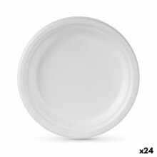 Plate set Algon Disposable White Sugar Cane 22 cm (24 Units)