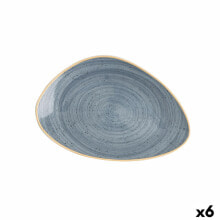Flat Plate Ariane Terra Triangular Blue Ceramic Ø 29 cm (6 Units)