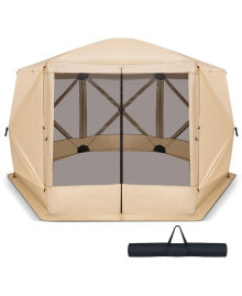 Costway 1.5 X 11.5 FT 6-Sided Pop-up Screen House Tent With 2 Wind Panels for Camping