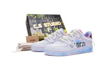 【定制球鞋】 Nike Air Force 1 Low 07 空军一号 CS 解构鞋带 棉花糖 涂鸦扎染手绘 特殊鞋盒 低帮 板鞋 男款 浅蓝 / Кроссовки Nike Air Force CW2288-111