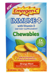 Витамин С Emergen-C Immune Plus Жевательный витамин С + D3  Апельсин 14 жевательных таблеток