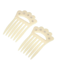 Women's Plastic with Clear Crystal Double Hair Comb