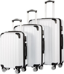 Чемодан пластиковый оранжевый комплект из 3 штук Coolife Luggage Expandable 3 Piece Sets PC+ABS Spinner Suitcase 20 inch 24 inch 28 inch (white grid)