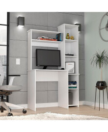 Simplie Fun aramis Desk, Five Shelves, Two Superior Shelves, White