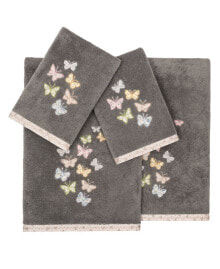 Linum Home textiles Turkish Cotton Mariposa Embellished Fingertip Towel Set, 2 Piece