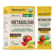 Жиросжигатели BareOrganics Metabolism Blend Метаболический комплекс с яблочным уксусом, гарцинией камбоджийской и кайенским перцем 12 пакетиков