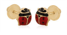 Купить ювелирные серьги Brilio: Beautiful yellow gold earrings Ladybugs 14/118.401/17
