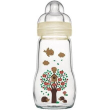 Бутылочки и ниблеры для малышей детская стеклянная бутылочка MAM. 260 мл.  Дерево.