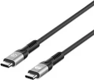 Manhattan USB-C to USB-C Cable (240W) - 1m - Male to Male - Black - Thunderbolt 4 - 40 Gbps (USB4 Gen 3x2) - Extended Power Range (EPR) charging up to 240W (Note additional USB-C 240W wall charger needed) - Backwards compatible to Thunderbolt 3 - Lifetime