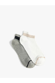 2'li Patik Çorap Seti Şerit Detaylı Dokulu