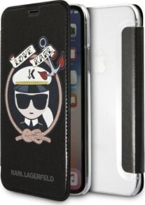 Karl Lagerfeld Etui Karl Lagerfeld KLFLBKPXKSB Apple iPhone XS/X czarny/black bookcase Signature Glitter