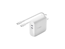 BELKIN WCH003DQ2MWH-B6 White BOOST CHARGE Dual USB-C GaN Wall Charger 68W + USB-