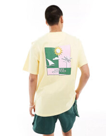 adidas Originals beach back print t-shirt in yellow купить в интернет-магазине