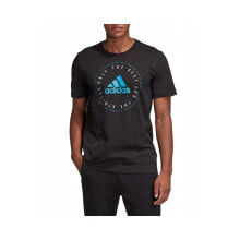 Мужские футболки Мужская спортивная футболка черная с логотипом Adidas MH Emblem T
