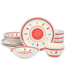 Heidy 12 Piece Hand Painted Dinnerware Sets, Service for 4