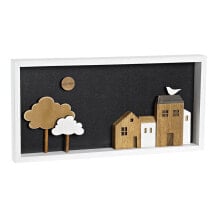 Настенный декор DKD Home Decor Белый Коричневый Дома город 40 x 3,5 x 20 cm