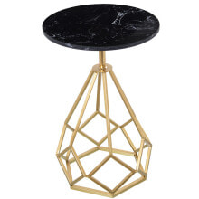 Side table Alexandra House Living Black Golden Wood 38 x 59 x 38 cm