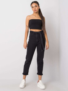 Женские джинсы Женские джинсы  Mom-fit  с высокой посадкой укороченные черные Factory Price