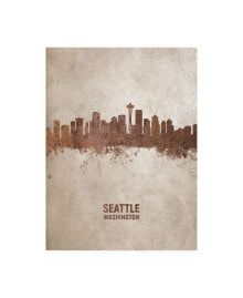 Trademark Global michael Tompsett Seattle Washington Rust Skyline Canvas Art - 19.5
