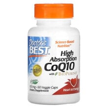 Коэнзим Q10 doctor's Best, коэнзим Q10 с высокой степенью всасывания, с BioPerine, 100 мг, 60 вегетарианских капсул