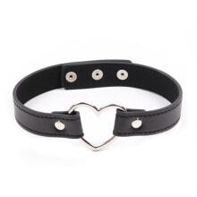 Collar with Heart Shaped Hoop Adjustable 41,5 cm Black