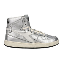 Купить мужские кроссовки Diadora: Кроссовки Diadora Mi Basket Metal Used High Top Mens Silver Casual Shoes 178539