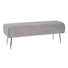 Bench 129 x 45,5 x 48 cm Synthetic Fabric Grey Metal